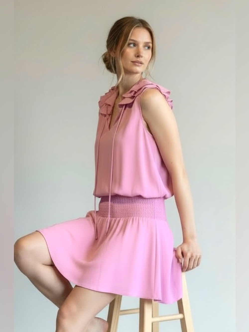 Amanda Uprichard Belle Kimmie Pink Ruffle Dress Women’s Size M